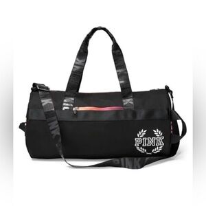 Victoria Secret PINK Duffle Black Bag Gym Bag Travel Bag Weekender Bag RARE